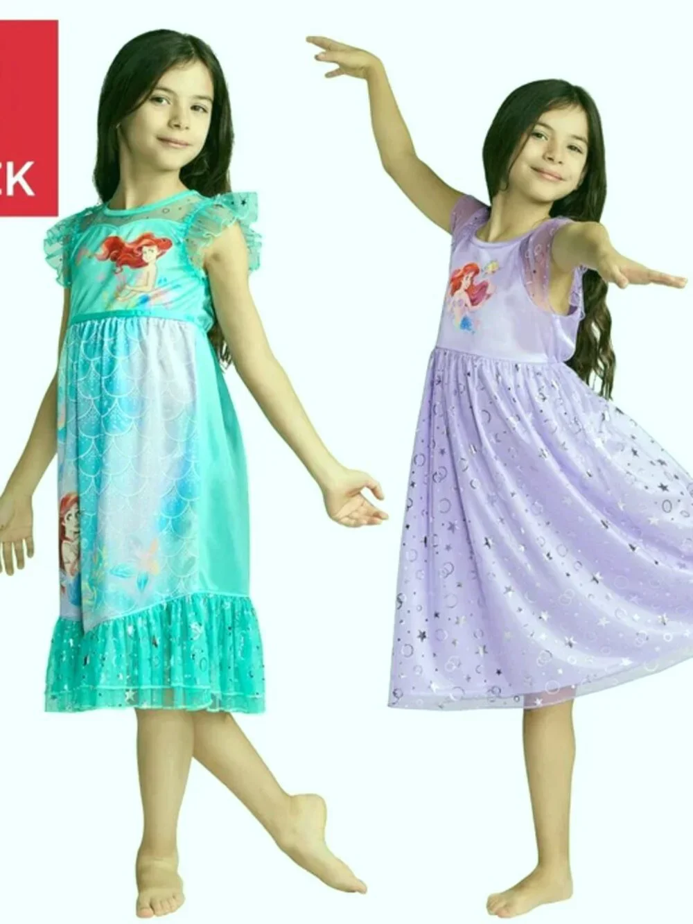 Disney Ariel Little Mermaid Girls Fantasy Gown 2-Pack Multi Teal NWT Lot of 2 - Picture 12 of 12